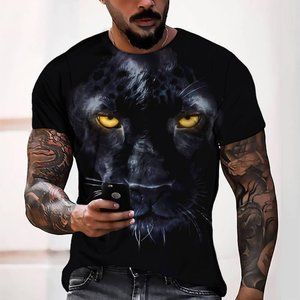 Men's Graphic Print T-Shirt Black Panther Crew Neck - Short Sleeve - Fashion Tee